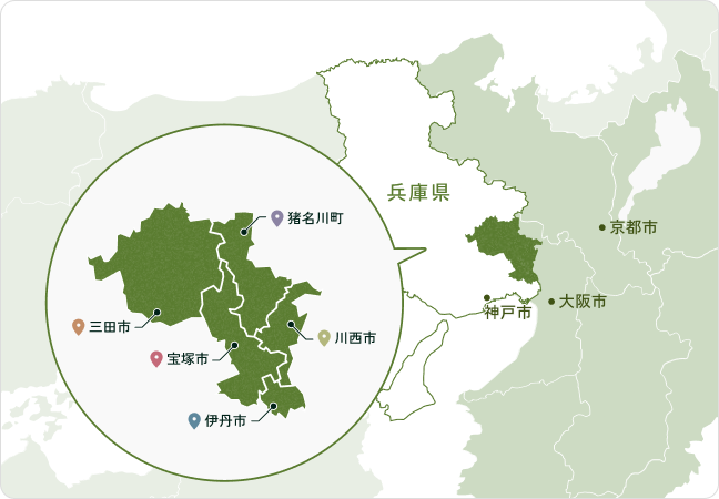 ひょうご北摂エリアへのアクセスマップ